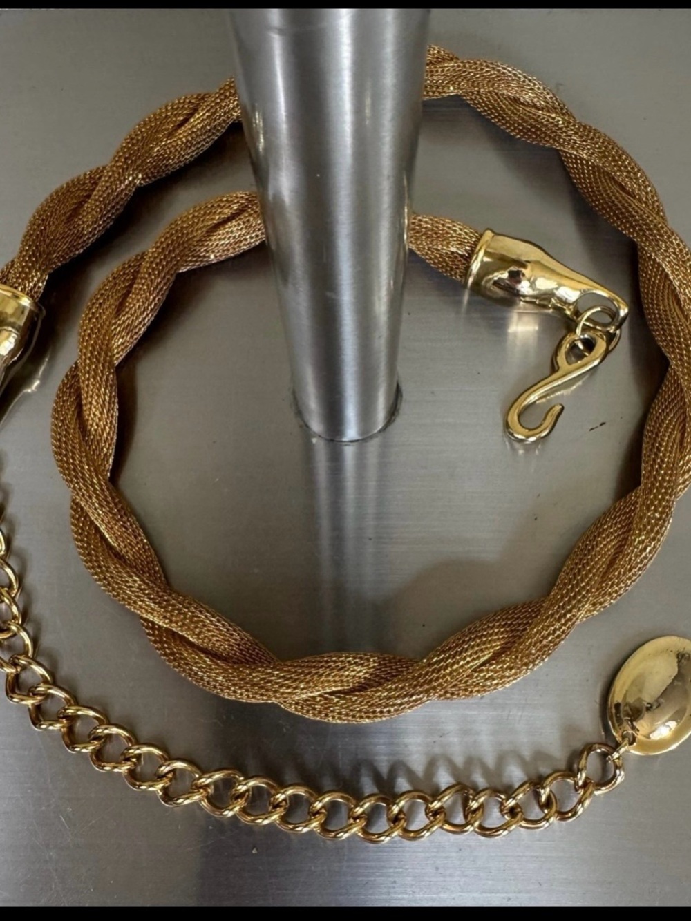 Women’s gold toned metal mesh chain belt 31-39 inch - Picture 2 of 8